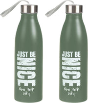 2x Sport Bidon drinkfles/waterfles New York City print groen 750 Ml van Rvs