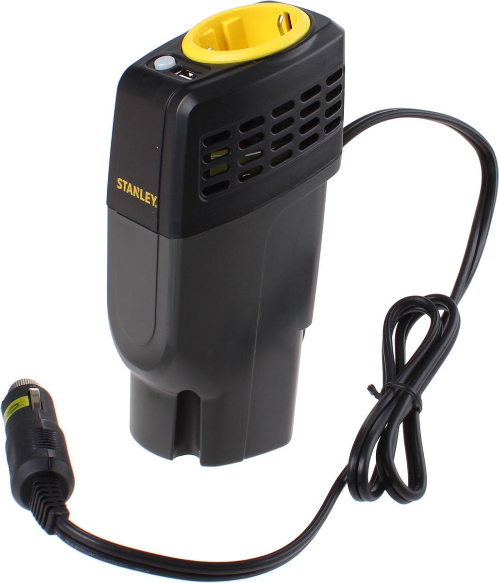 STANLEY Omvormer 12-230v 100 Watt Geel