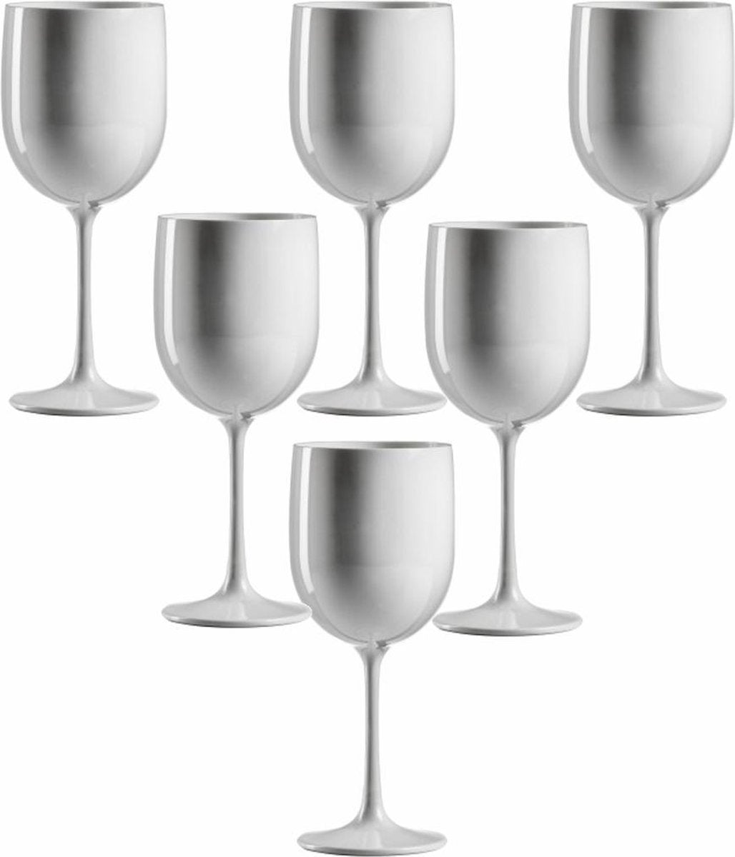 Plastic wijnglazen wit 48cl Onbreekbaar - 6 stuks