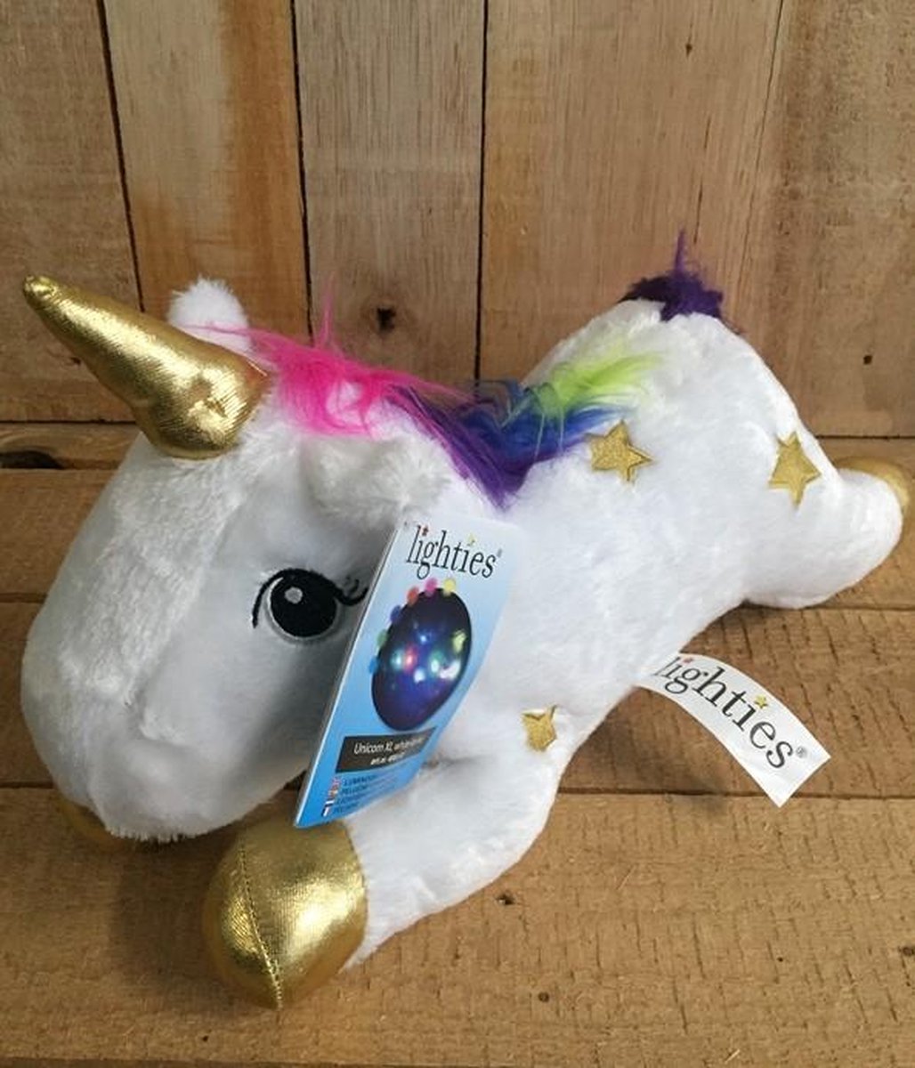 Unicorn pluche XL liggend met LED 40cm