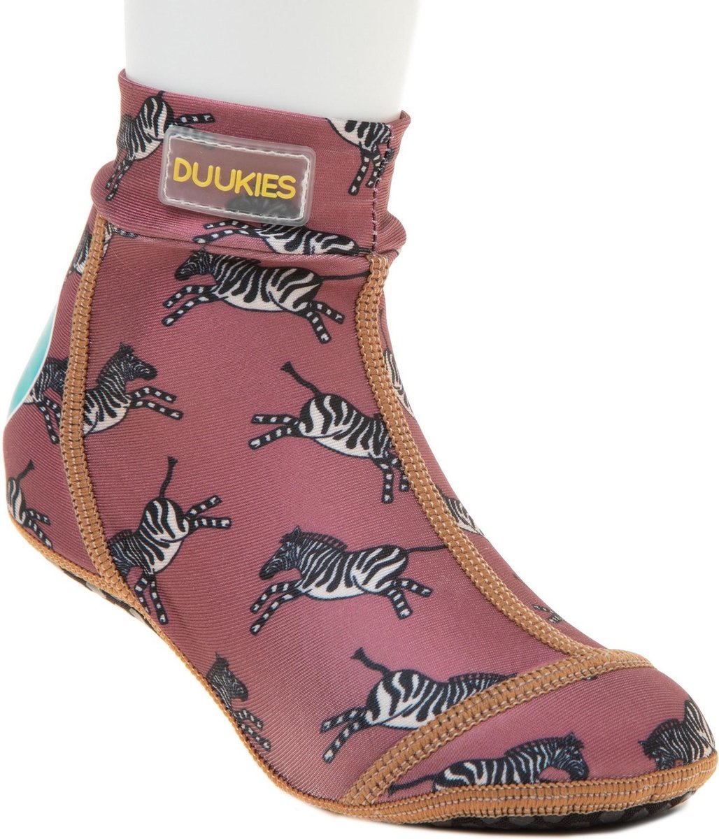 Duukies - Meisjes UV-strandsokken - Zebra Raspberry - Framboos - maat 20-21EU