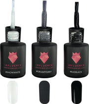 #NEUTRALSERIE - Influence Gellac -  UV / LED Gellak - Gel nagellak - Gel lak - Wit / Grijs / Zwart - Nailart - French Manicure - Startersset - 3 x 10 ml
