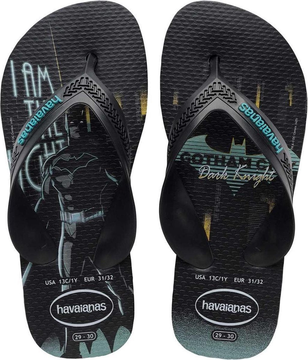 Havaianas Max Hero's Jongens Slippers - Black/Black/Blue - Maat 27/28