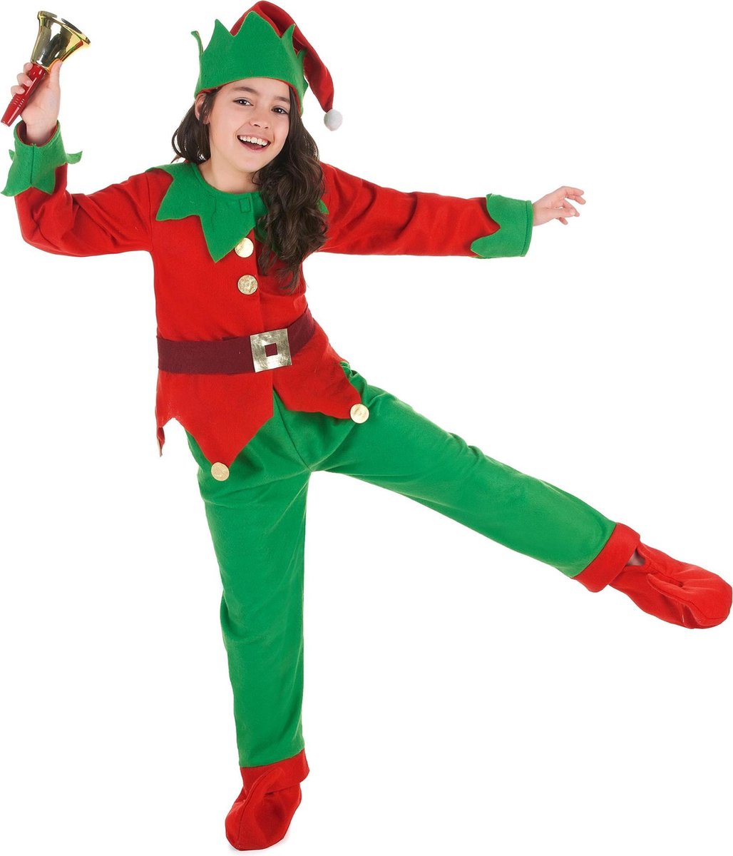 WELLY INTERNATIONAL - Kerstelf kostuum voor kinderen - 122/134 (7-9 jaar) - Kinderkostuums