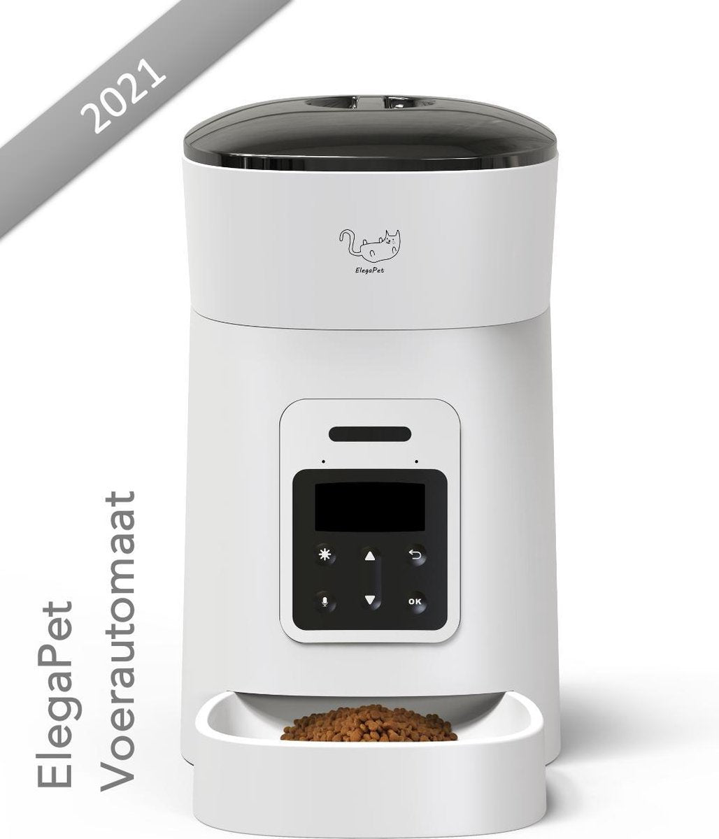ElegaPet - PP002 Professionele Automatische Voerbak Kat Wit - Stemrecorder - Voerautomaat - Katten Voerbak - Honden Voerbak