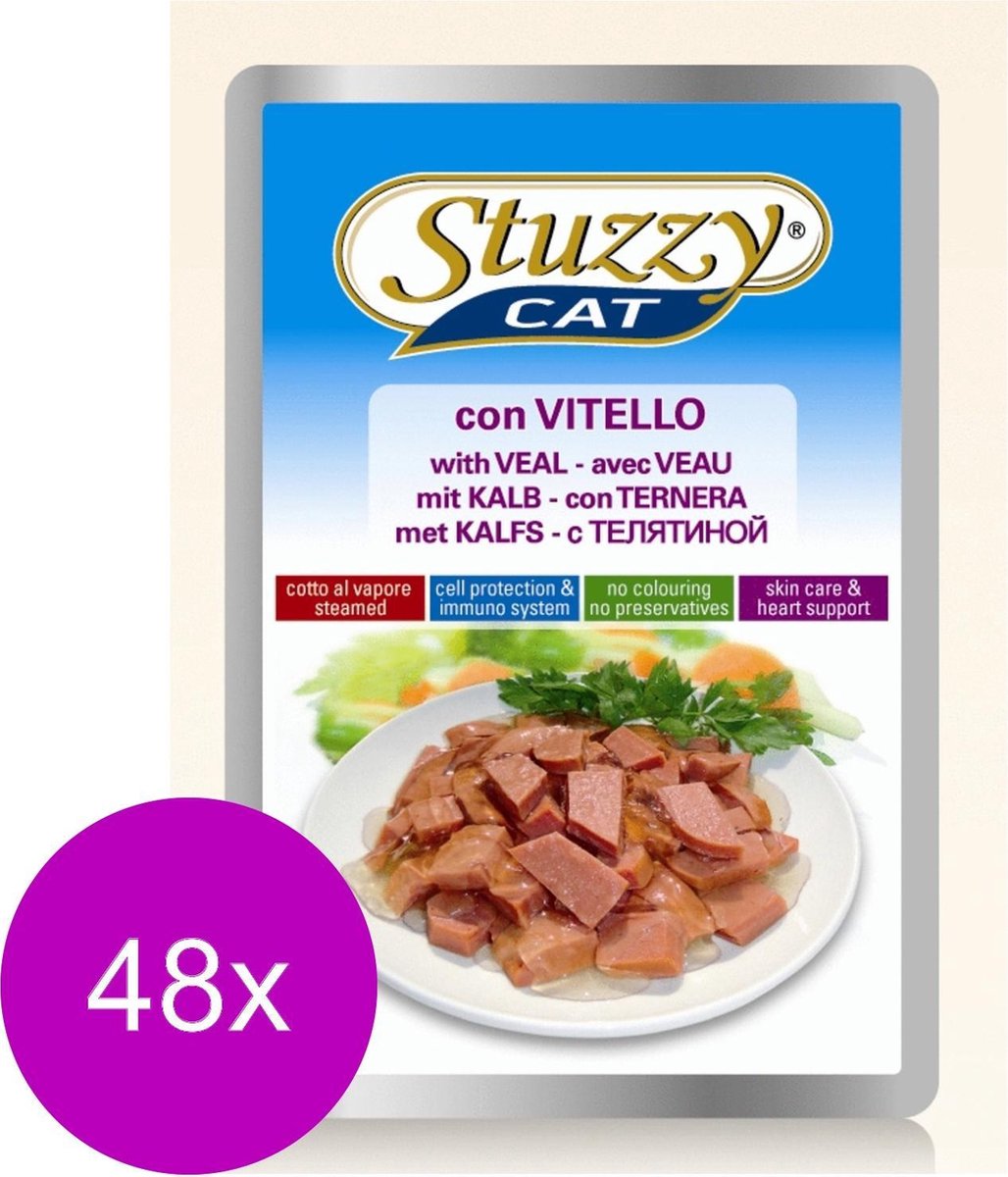 Stuzzy Pouch Adult 100 g - Kattenvoer - 48 x Kalfsvlees