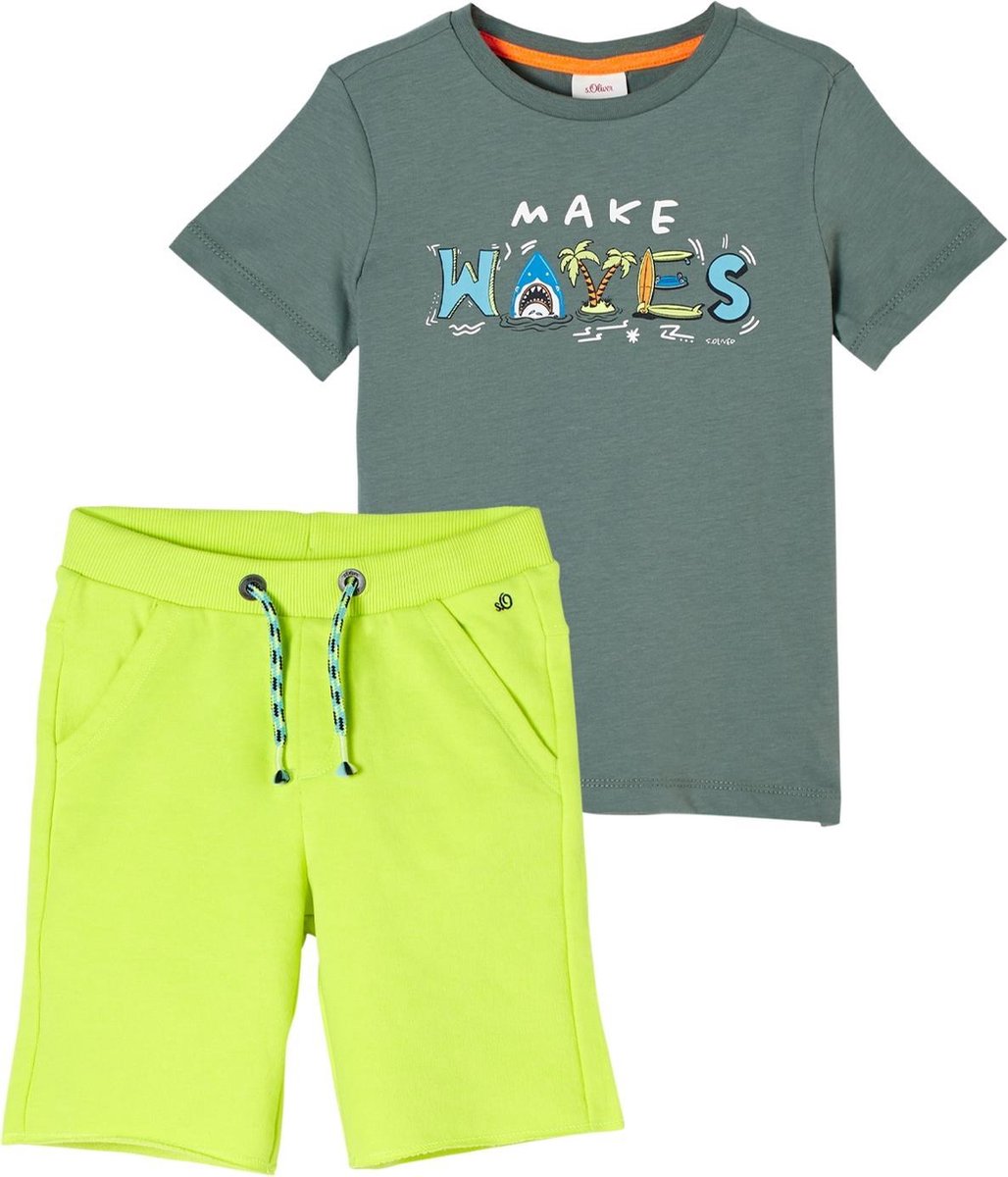 s.Oliver Jongens T-shirt & Korte Broek Set - Korte Mouwen - Blauw - Maat 128