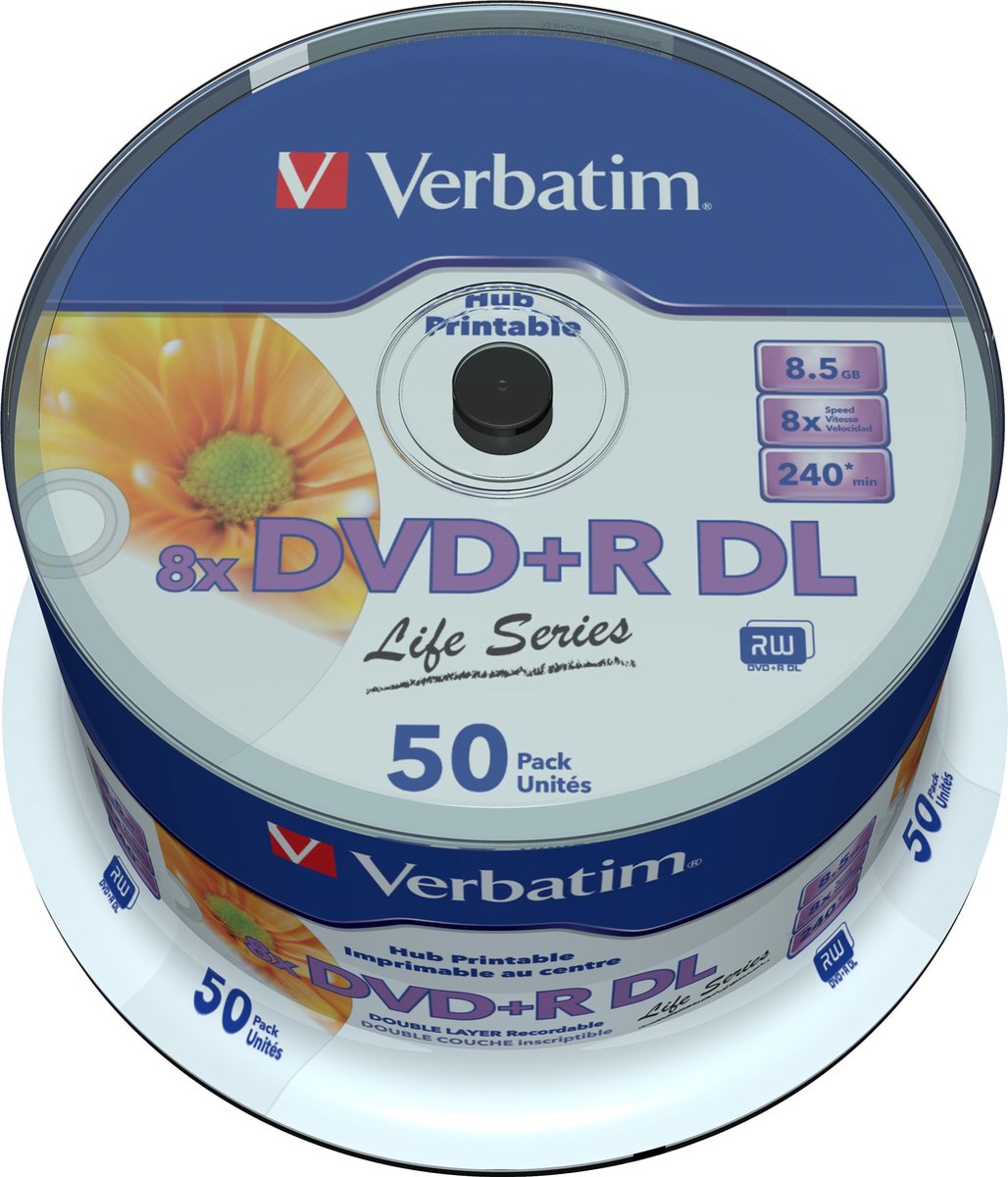 Verbatism DVD+R Double Layer Inkjet Printable 8x Life Series