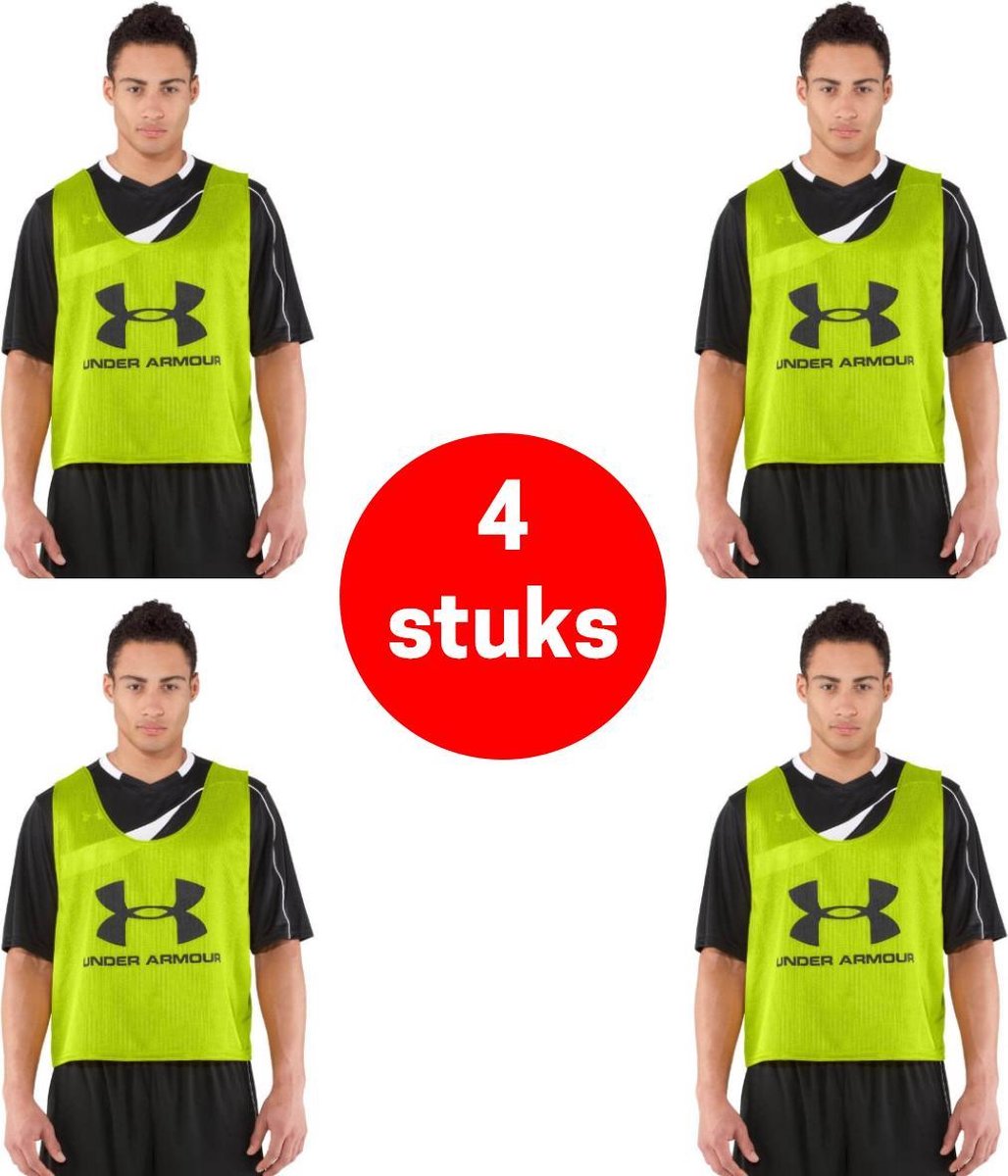 Under Armour - hesjes – 4 stuks – hesjes voetbal  - groen – veiligheidshesje – maat senior - hesje