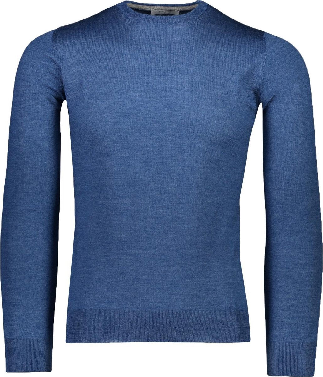 Gran Sasso  Trui Blauw Getailleerd - Maat L  - Heren - Lente/Zomer Collectie - Wol;Zijde