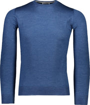 Gran Sasso  Trui Blauw Getailleerd - Maat L  - Heren - Lente/Zomer Collectie - Wol;Zijde