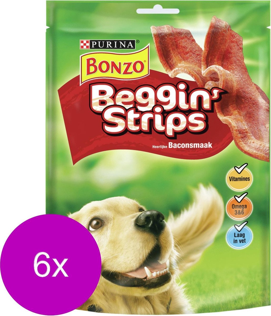 Bonzo Beggin Strips Bacon - Hondensnacks - 6 x Bacon 120 g