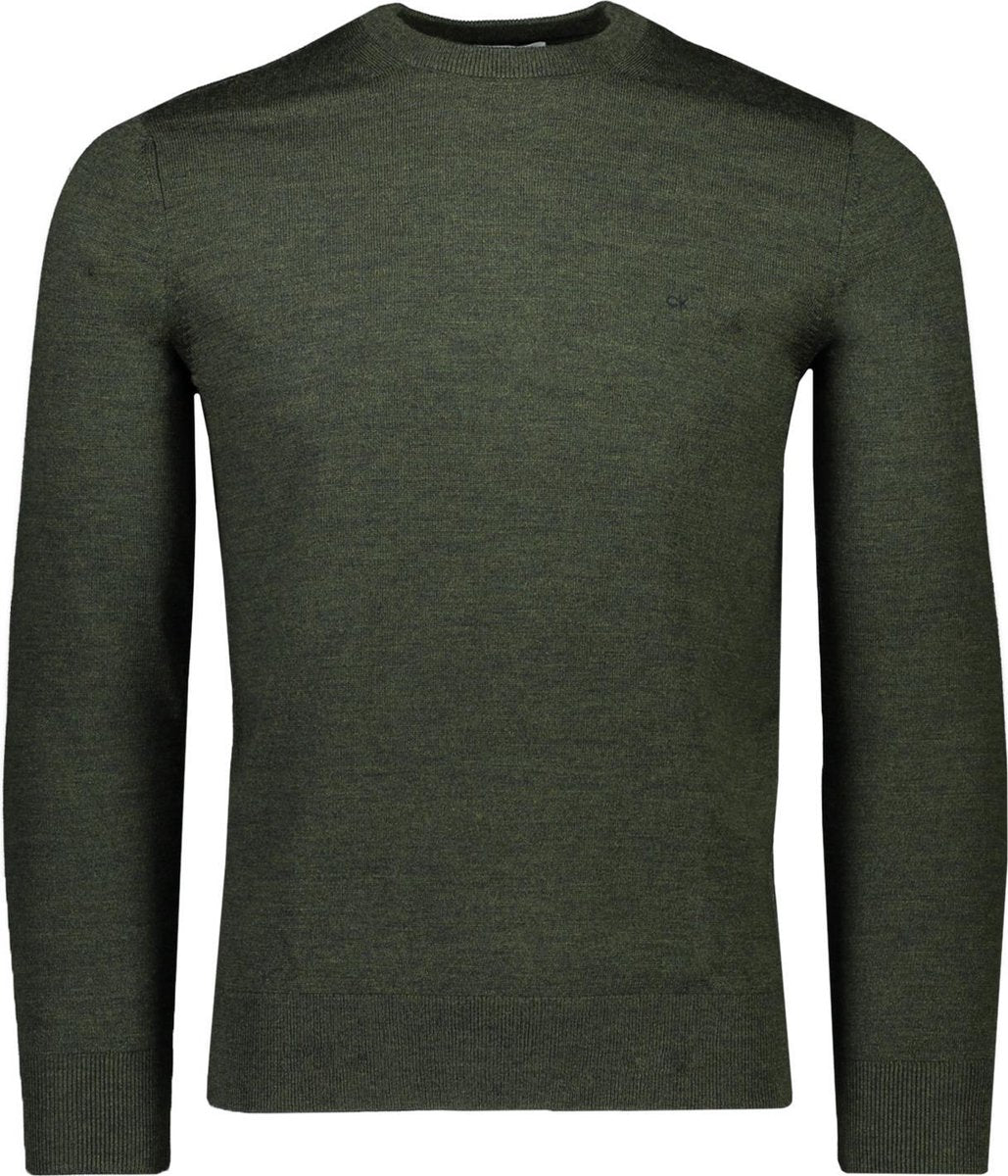 Calvin Klein Trui Groen Getailleerd - Maat L - Heren - Herfst/Winter Collectie - Wol