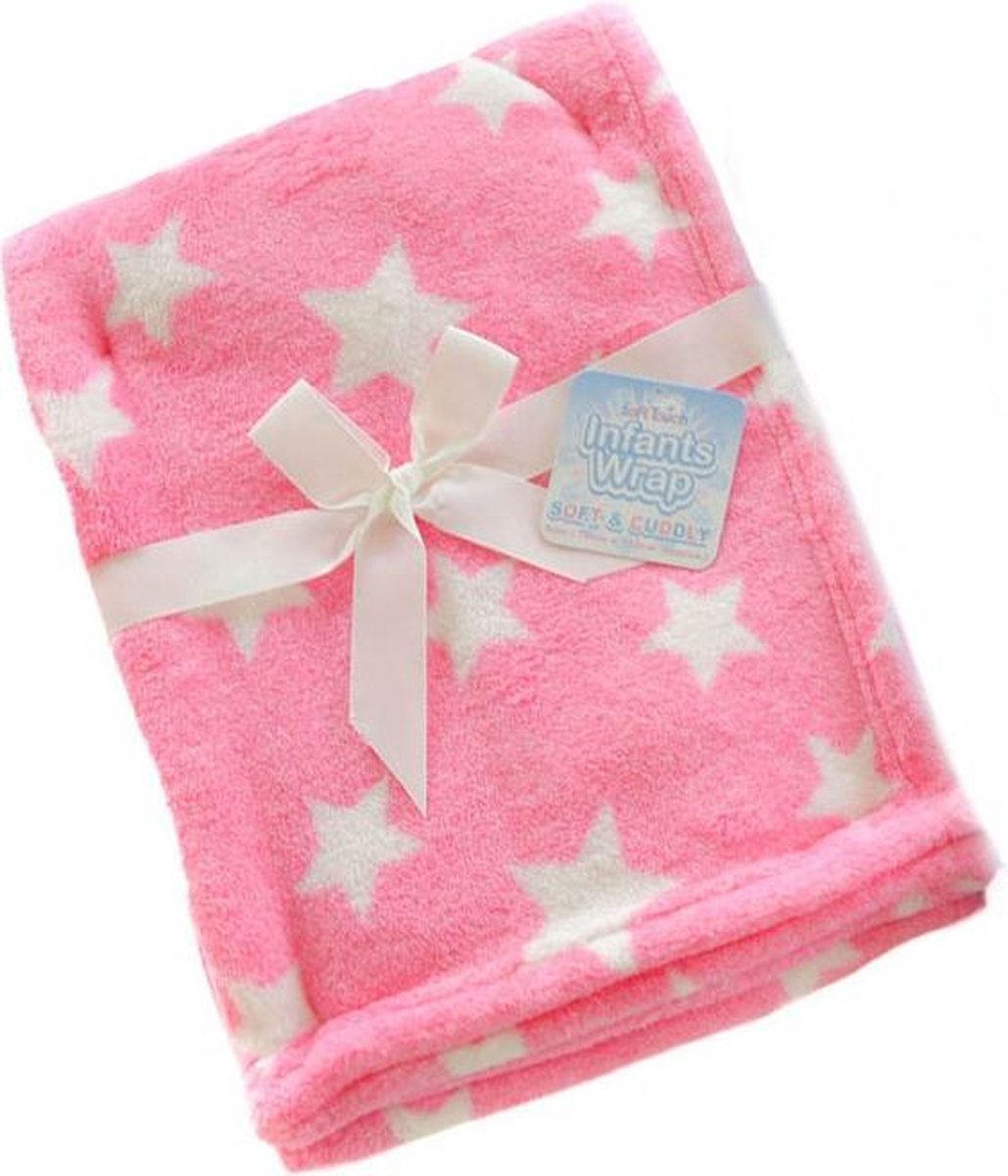 Soft Touch Babydeken Sterren Fleece 75 X 100 Cm Roze