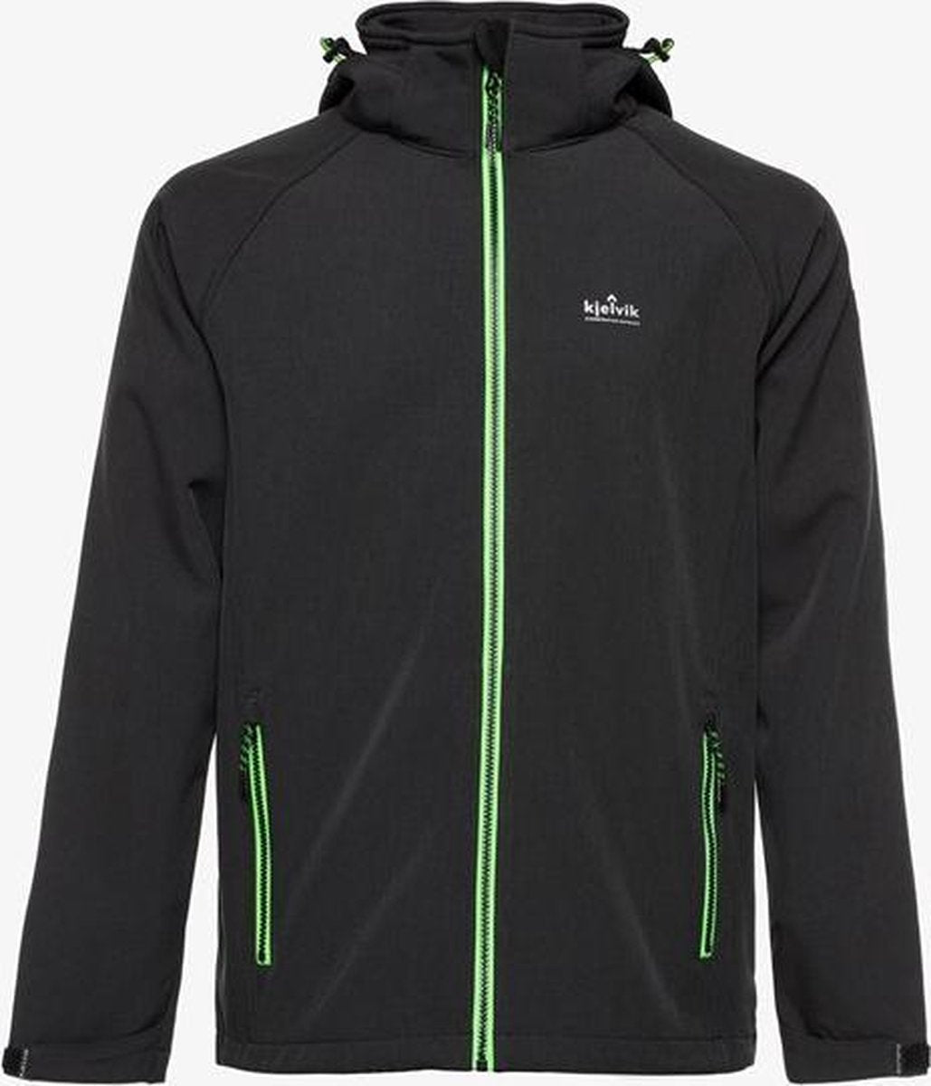 Kjelvik heren softshell jas waterafstotend - Zwart - Maat XL - Winddicht - Ademend materiaal