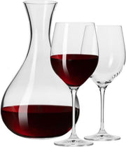 Kristallen Wijnglazen & Wijnkaraf ‘Harmony’ 1000ml –Wijnkaraf van Kristalglas – Kristallen Rodewijnglas 450ml – Set 2 Glazen + Karaf van Superieure Cristallite kwaliteit LOODVRIJ Glas