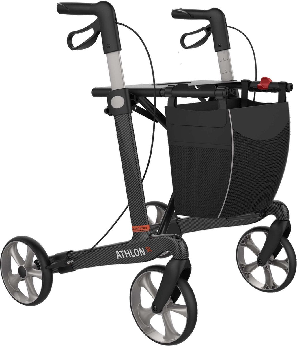 Athlon Carbon Rollator Zwart Medium - Standaard banden