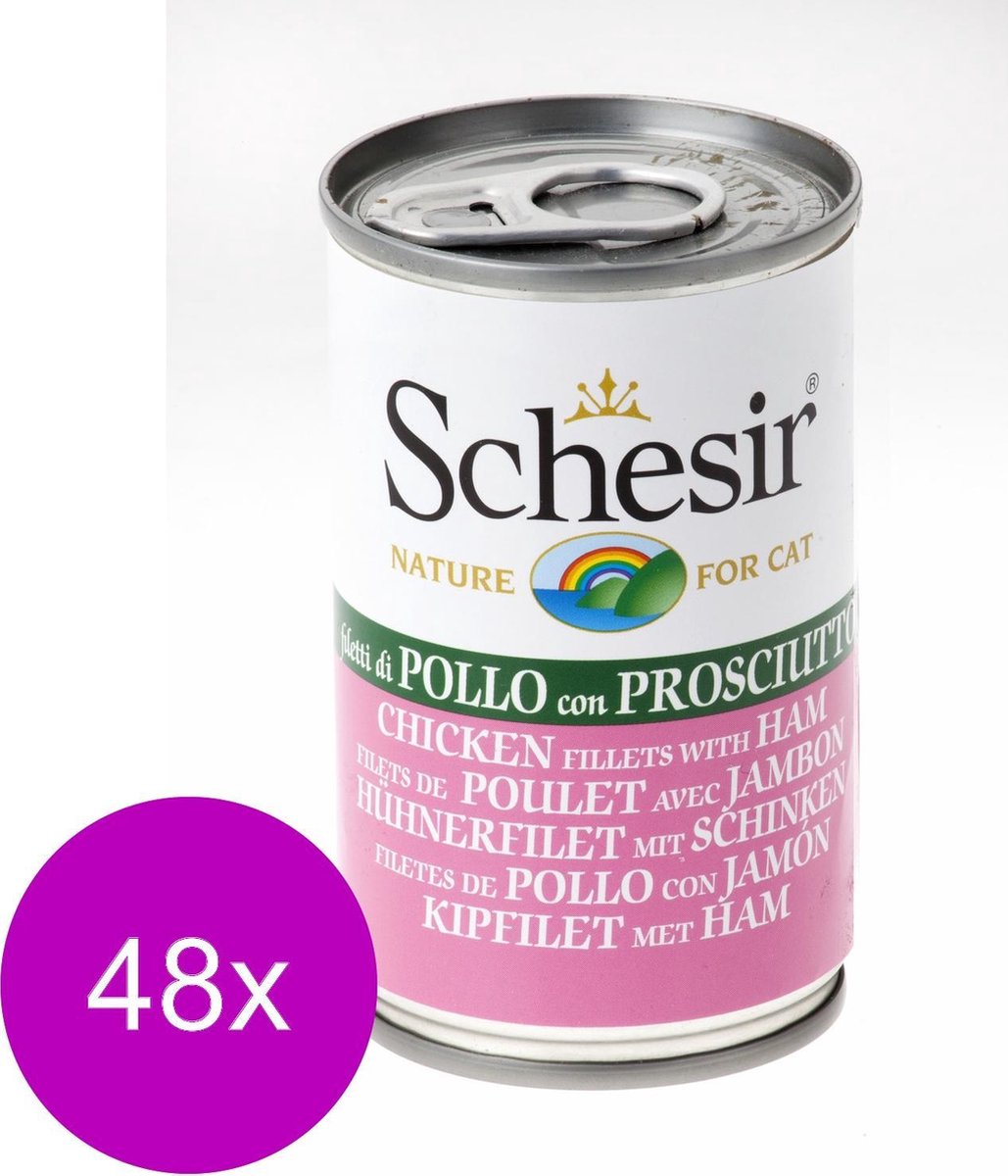 Schesir Kat Blik Gelei 140 g - Kattenvoer - 48 x Kip&Ham
