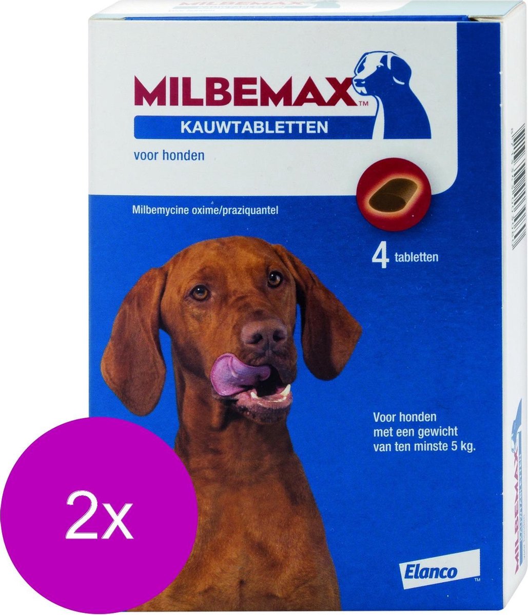 Elanco Milbemax Kauwtablet Hond Vanaf 5kg - Anti wormenmiddel - 2 x 28 g 4 stuks Vanaf 5 Kg