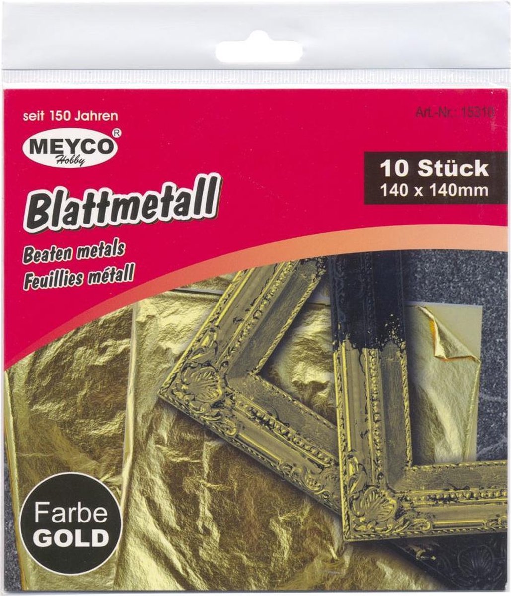 Bladmetaal Goud 14 x 14 cm bladgoud 10 vellen