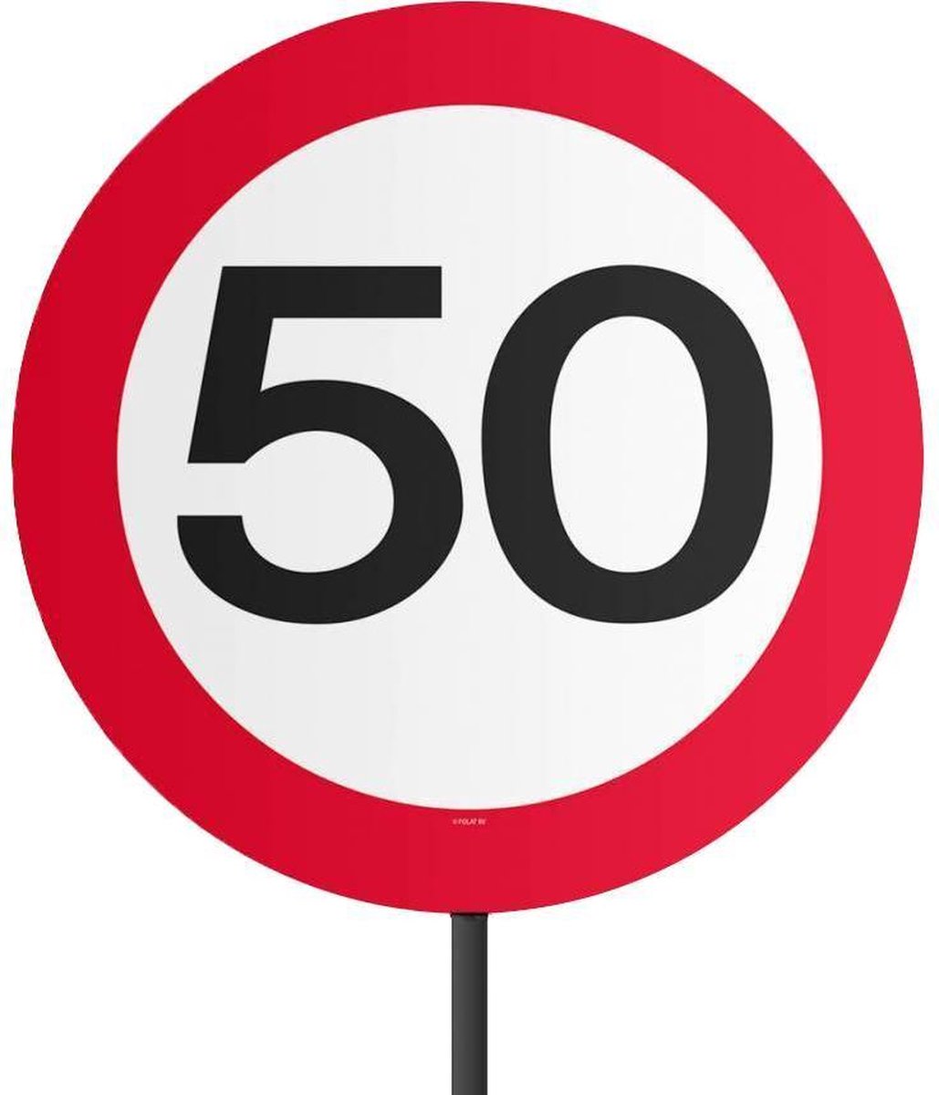 Tuinbord 50 Jaar Verkeersbord 52x26cm
