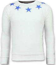 Local Fanatic Five Stars - Exclusieve Sweater Heren - 6354W - Wit - Maten: L