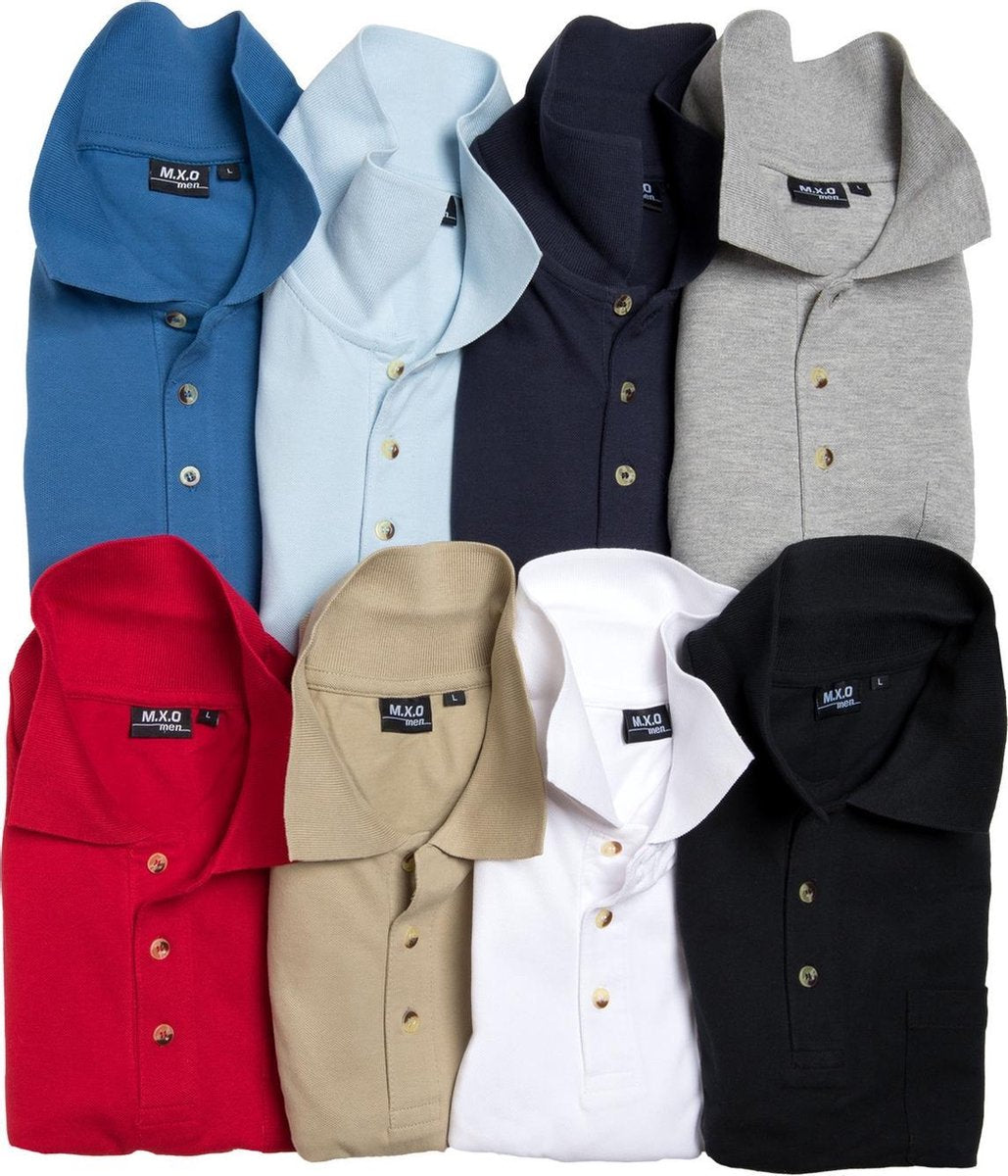 Poloshirt met knoopsluiting en borstzak marineblauw maat XXXXL