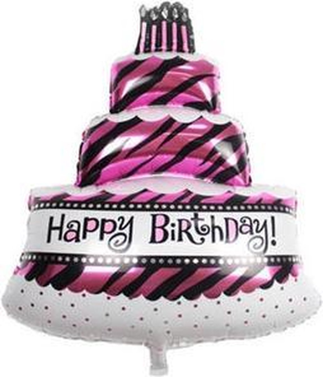 Grote XL happy birthday slagroomtaart met kaarsjes ballon 100 cm