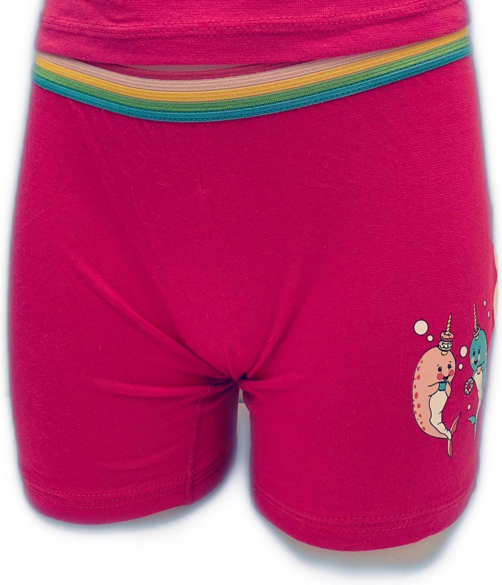 Embrator 2-stuks meisjes Boxershort met opdruk fuchsia maat 140/146