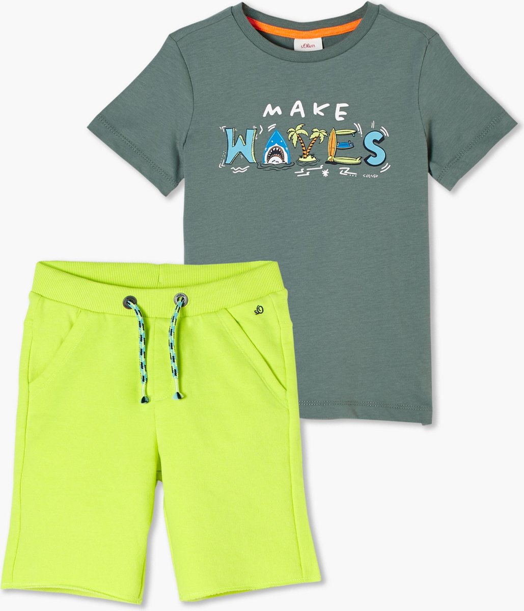 s.Oliver Jongens T-shirt & Korte Broek Set - Korte Mouwen - Blauw - Maat 140