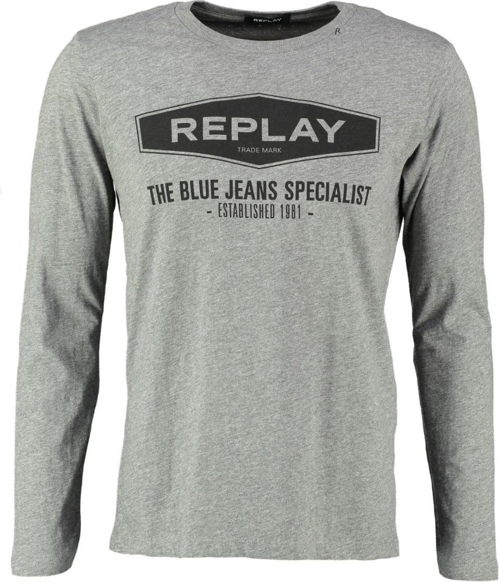 Replay grijze slim fit longsleeve - Maat M