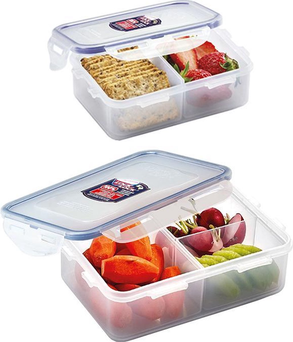 Lock&Lock Lunchbox | Snackbox met verdeelvakjes – Set van 2 stuks