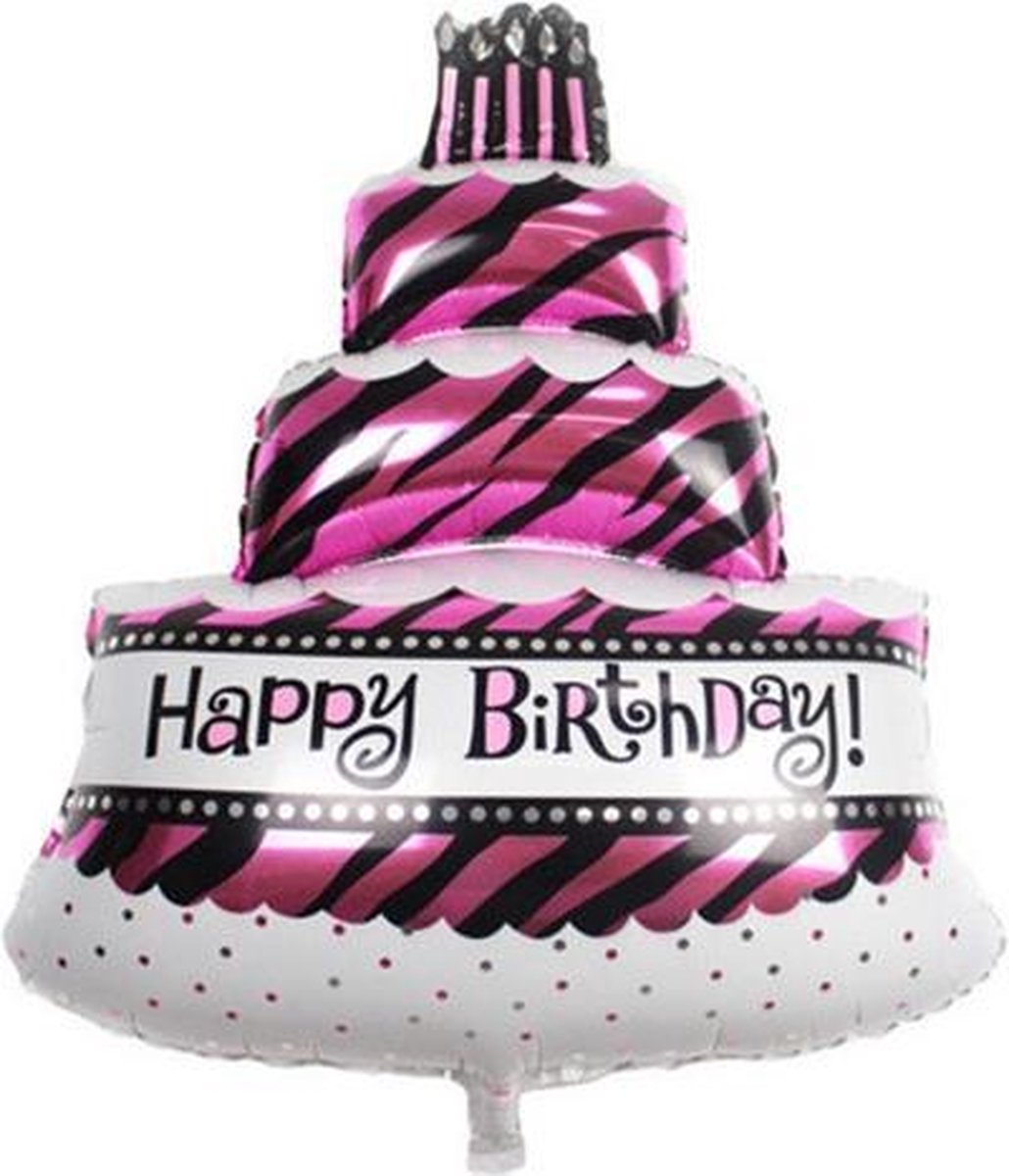 Grote happy birthday slagroomtaart met kaarsjes ballon 48 cm