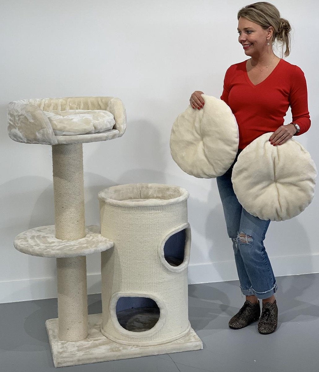 Krabpaal voor grote katten kat krabton Cat Pleasure Beige voor grote katten 88x50x123cm