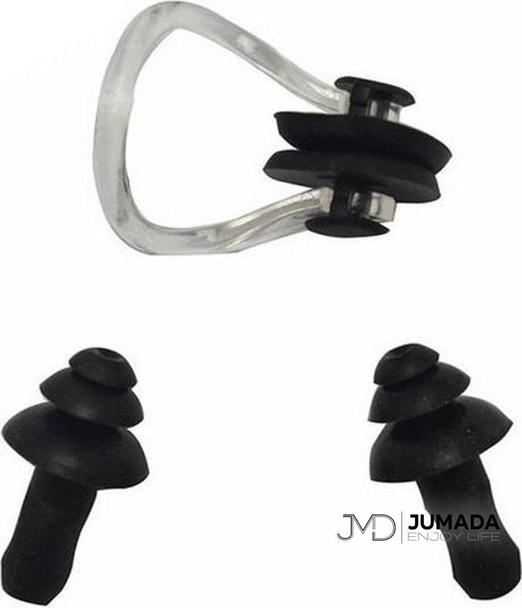 Jumada's Zwemoordoppen met Neusklem - Oordoppen - Unisex - One Size - Zwart