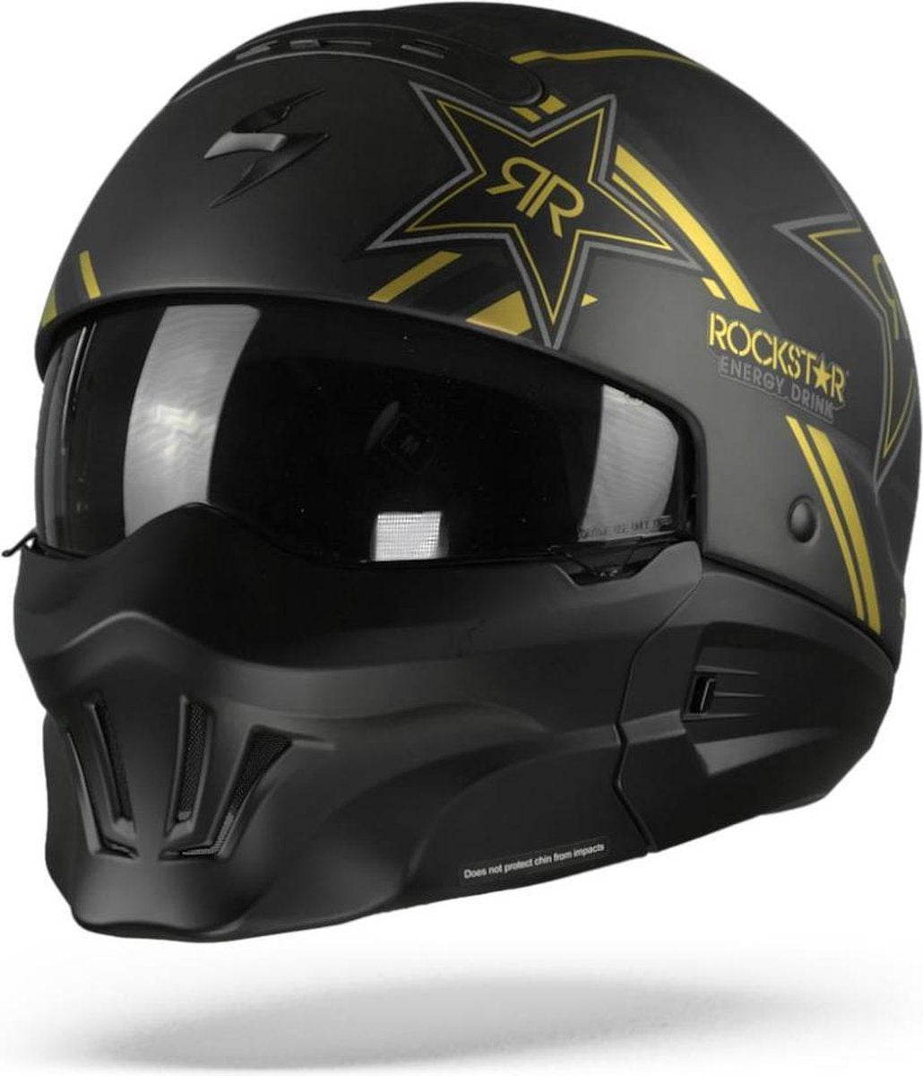 Scorpion EXO-Combat Evo Rockstar Gold Jet Jethelm - Motorhelm - Maat L