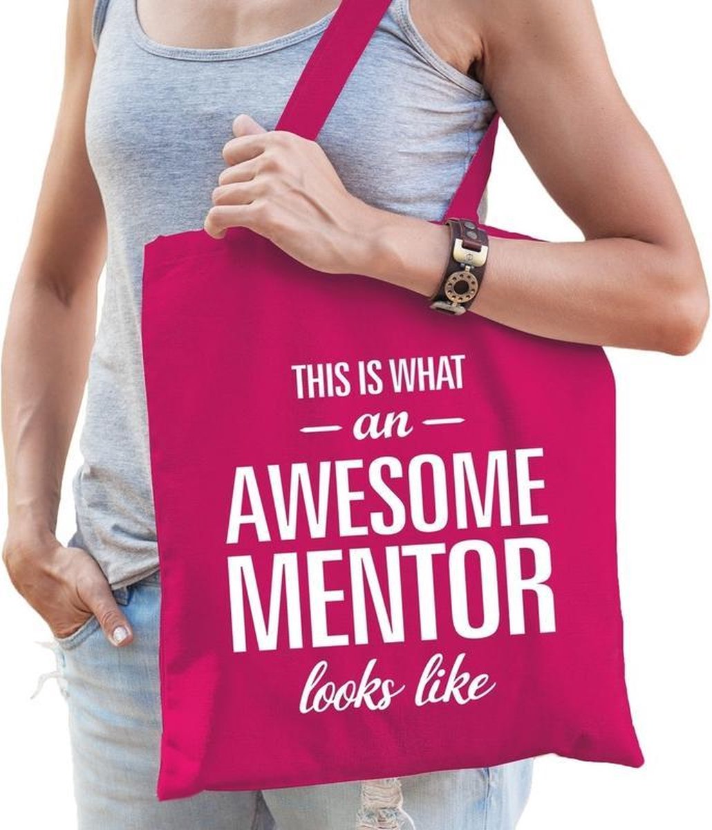 Kadotas This is what an awesome mentor looks like fuchsia roze katoen - cadeautas mentor