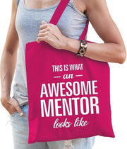 Kadotas This is what an awesome mentor looks like fuchsia roze katoen - cadeautas mentor
