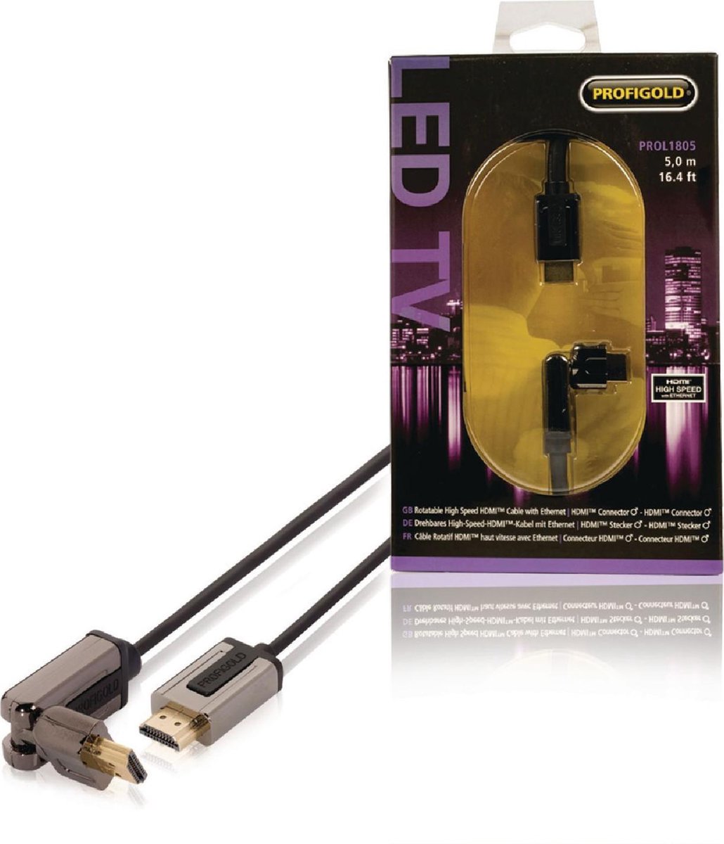 Profigold LED TV hoge kwaliteit 360 graden roteerbare HDMI kabel versie 1.4 - 5 meter