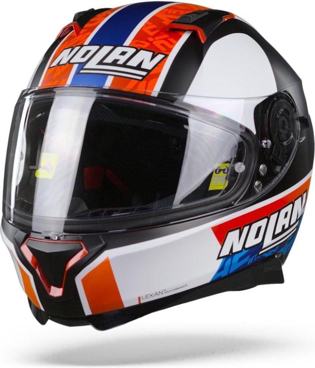 Nolan N87 Gemini 95 Rins Flat Black White Orange Blue Integraalhelm - Motorhelm - Maat XXL