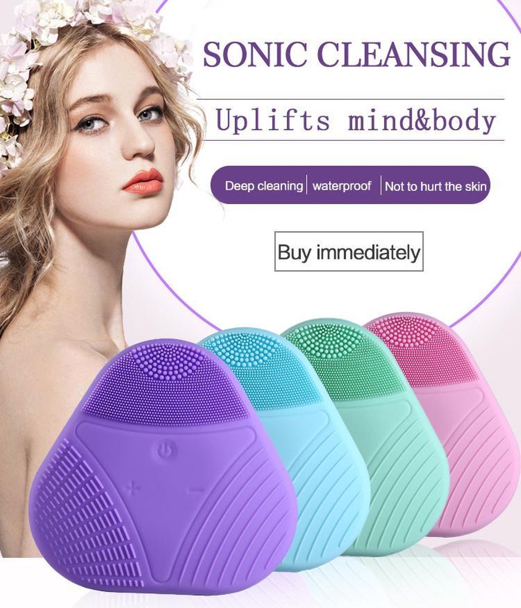 Elektrische Gezicht Massage Waterproof Roze - Elektrische Gezichtsreiniger - Elektrische Gezichtsborstel - Gezichtsreinigingsborstel Met Drie Standen