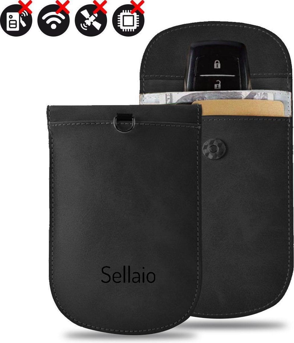 Luxe RFID Beschermhoes voor Autosleutel – Bescherming bij Keyless Entry – Universele Antidiefstal Werking – Leer – Zwart