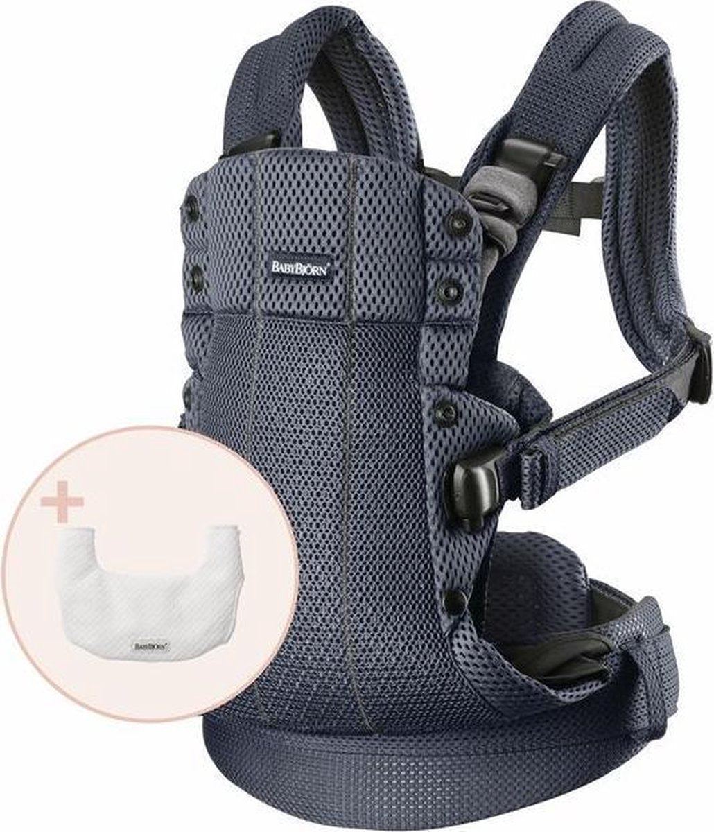 BABYBJÖRN Draagzak Harmony Bundle - Antraciet 3D Mesh incl Slab Tencel Wit