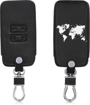 kwmobile autosleutelhoes voor Renault 4-knops Smartkey autosleutel (alleen Keyless Go) - Hoesje van imitatieleer in wit / zwart - Wereldkaart design