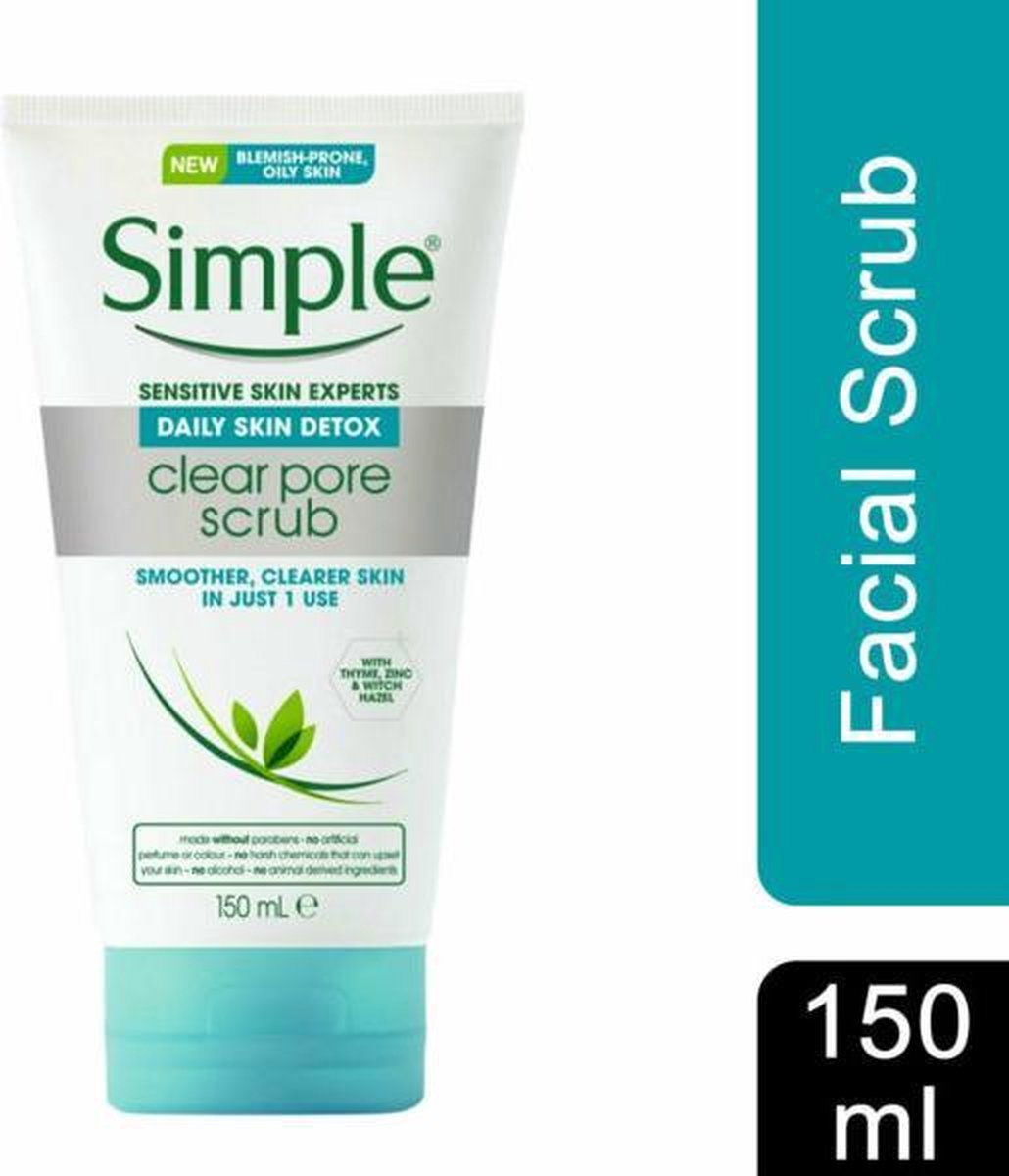 Simple Daily Skin Detox Clear Pore Scrub - Gezichtsreiniger - 150ml per tube