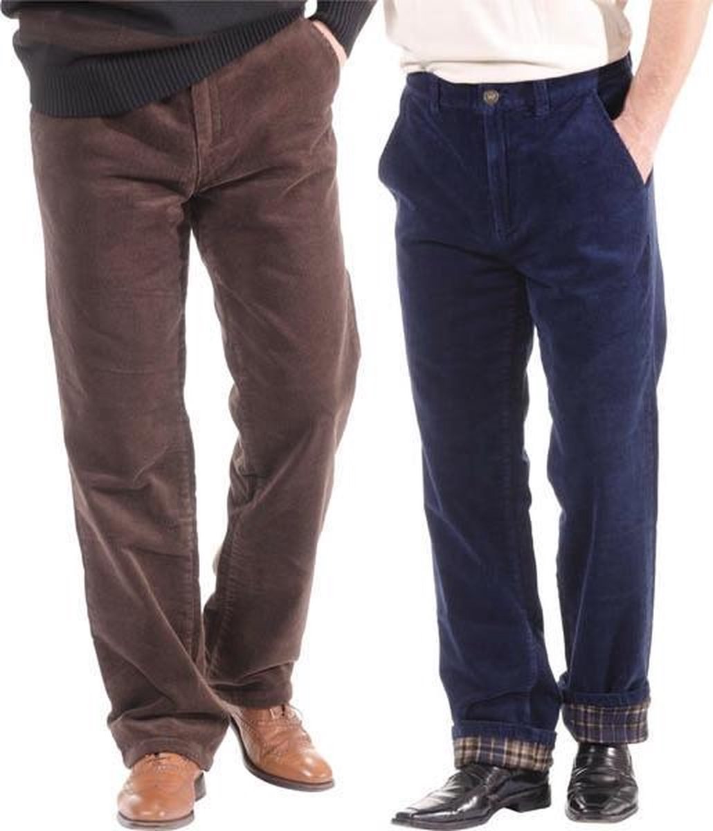 Heren thermo curdoroy broek bruin maat 56
