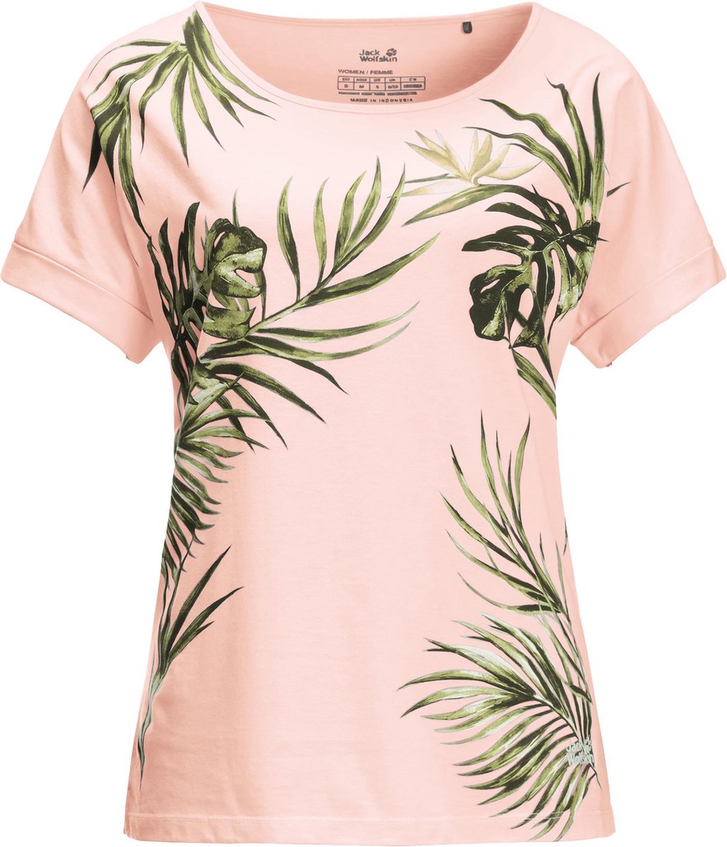Jack Wolfskin Tropical Leaf T-shirt dames (Kleur: roze