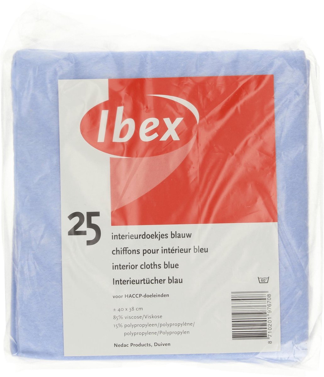 Ibex Huishouddoekjes - 38x40cm - Blauw - 25 stuks