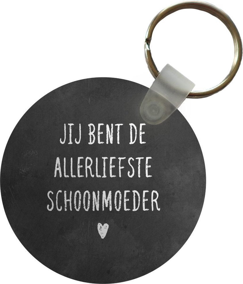 Sleutelhanger - Moederdag - allerliefste schoonmoeder - Krijt - Plastic - Rond
