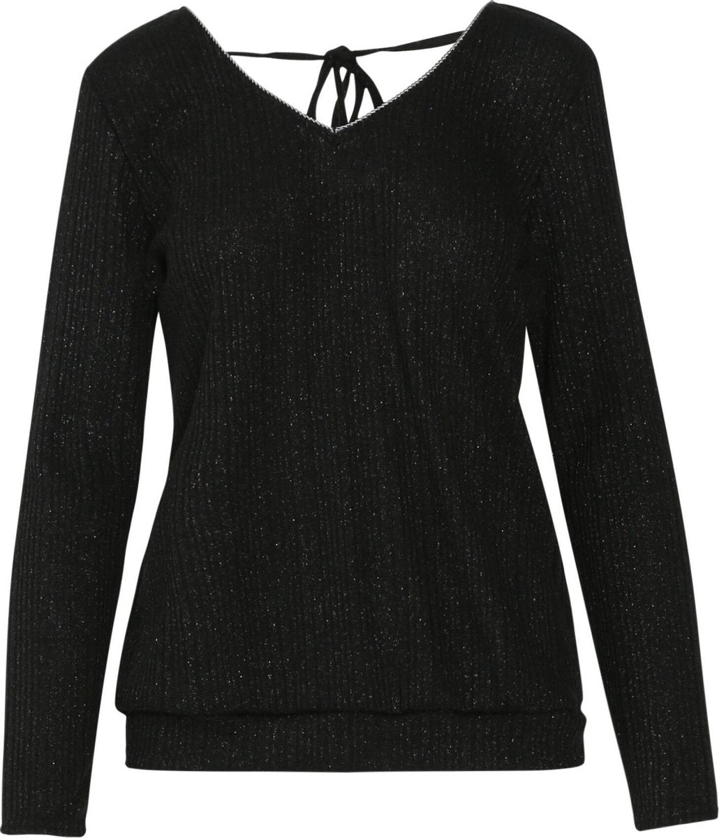 Cassis - Truitje in ribtricot met lurex - Zwart